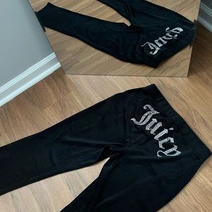 SOLD Y2K JUICY COUTURE EMBELLISHED VELOUR TRACK PANTS